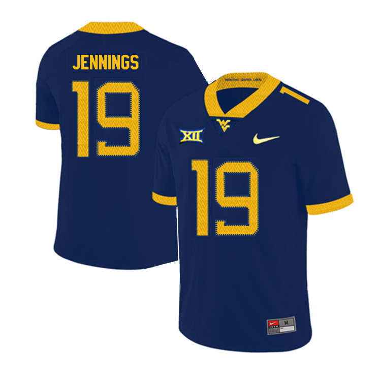 2019 Men #19 Ali Jennings West Virginia Mountaineers College Football Jerseys Sale-Navy